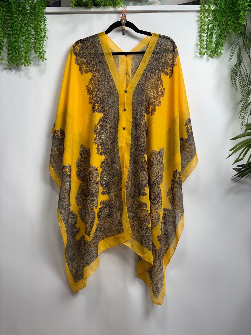 Source Unknown Yellow Paisley Kimono Tunic